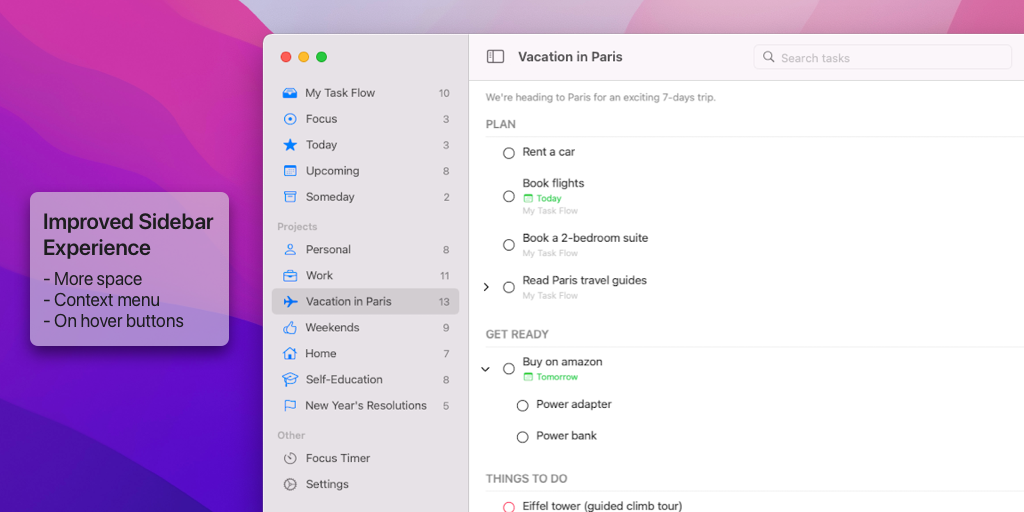 Sidebar updates