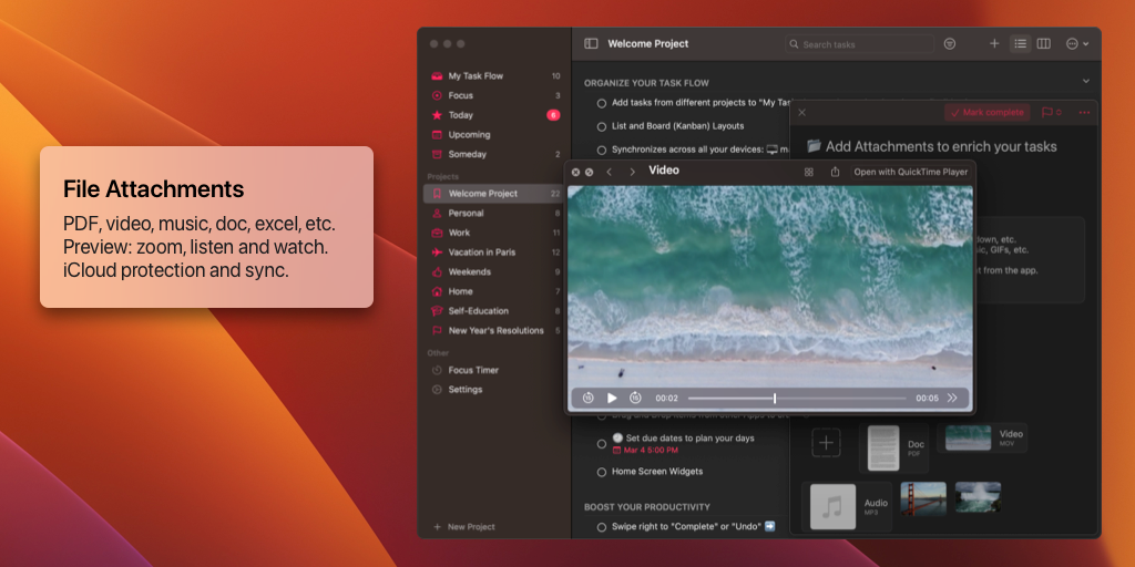 Task Attachments mac
